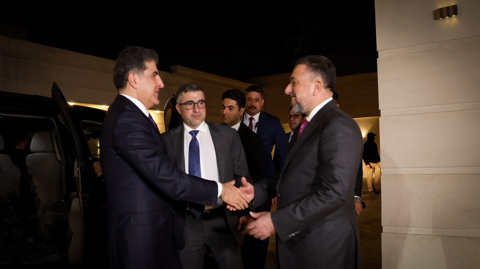 الشيخ خميس الخنجر يستقبل الرئيس نيجرفان بارزاني ببغداد لبحث تمرير ورقة الاتفاق السياسي